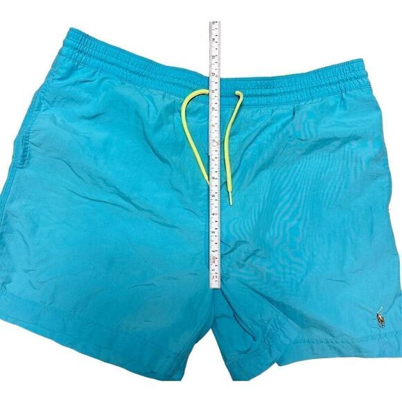 Polo Ralph Lauren Men's Aqua Blue Solid Traveler 5.5" Swim Trunks Sz M - Picture 4 of 9
